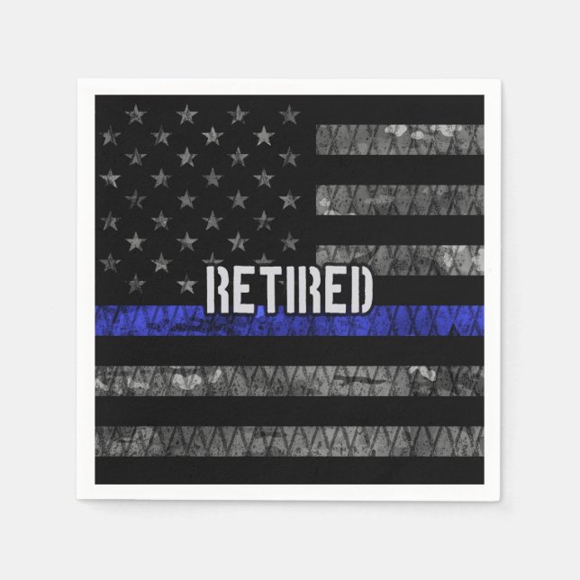 Serviette En Papier Drapeau de la police retraitée en état de détresse (Devant)