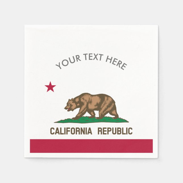 Serviette En Papier Drapeau de la République de Californie serviettes  (Devant)