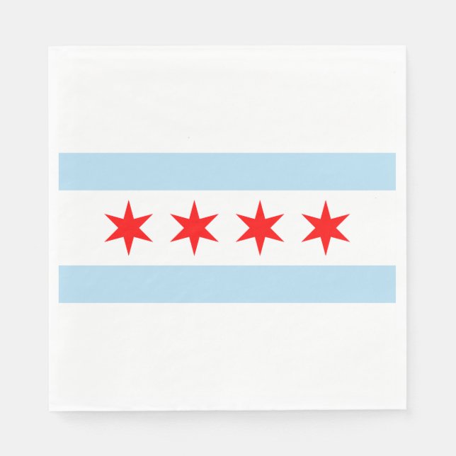 Serviette En Papier Drapeau de la ville de Chicago (Illinois) (Devant)