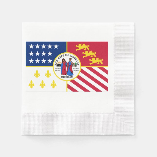 Serviette En Papier Drapeau de la ville de Detroit (Devant)