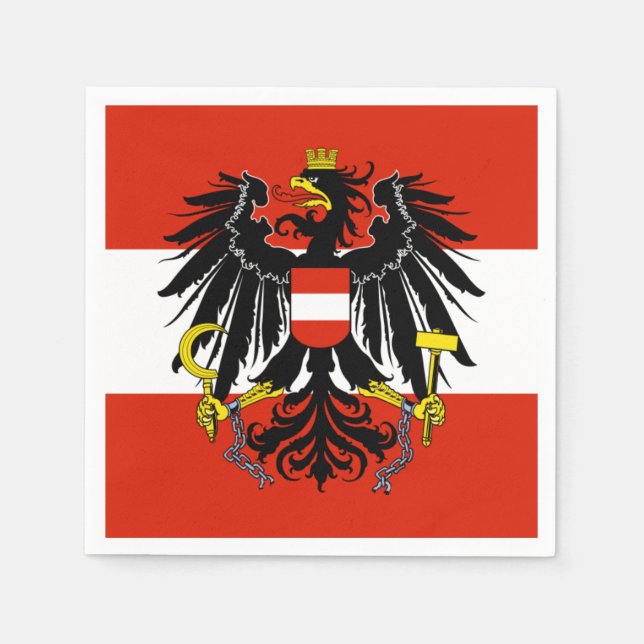 Serviette En Papier Drapeau de l'Autriche avec armoiries (Devant)
