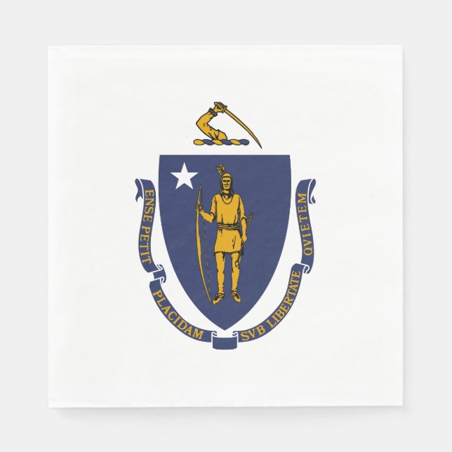 Serviette En Papier Drapeau de l'État du Massachusetts (Devant)