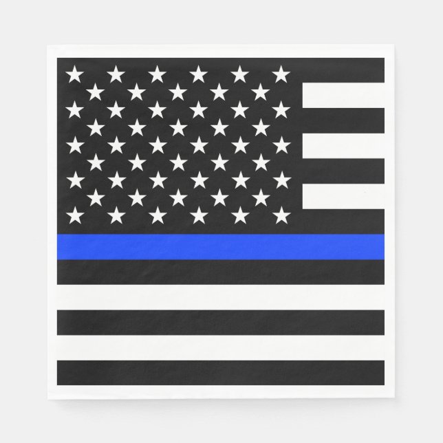 Serviette En Papier Drapeau de police de la ligne bleue mince (Devant)