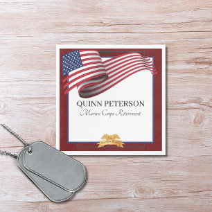 Serviette En Papier Drapeau de retraite militaire Crête dorée Élégant