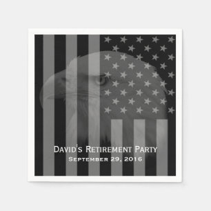 Serviette En Papier Drapeau de retraite militaire Eagle et US