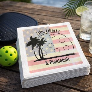 Serviette En Papier Drapeau DÉCOLORÉ Vie Liberté & Pickleball USA