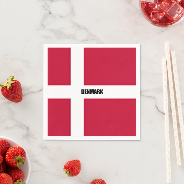 Serviette En Papier Drapeau du Danemark (rouge et blanc) (En situation)