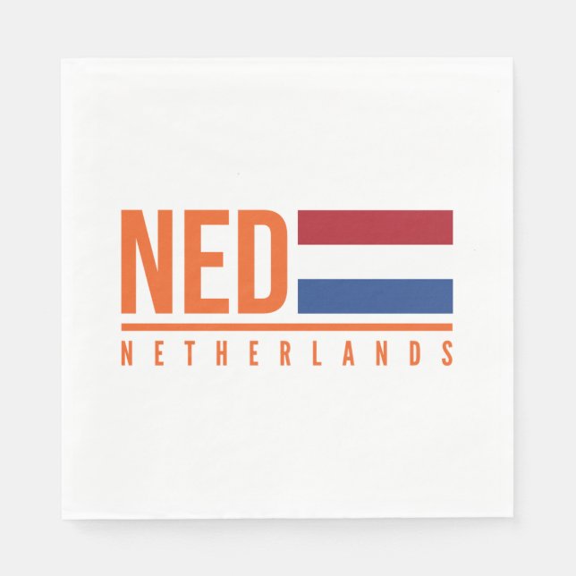 Serviette En Papier Drapeau Du Pays-Bas & Nom (Devant)