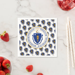 Serviette En Papier Drapeau et sceau du Massachusetts, Massachusetts