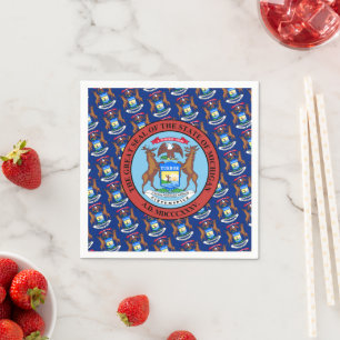 Serviette En Papier Drapeau et sceau du Michigander, Michigan