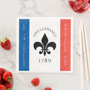 Serviette En Papier Drapeau Fleur-de-Lis Tricolore France