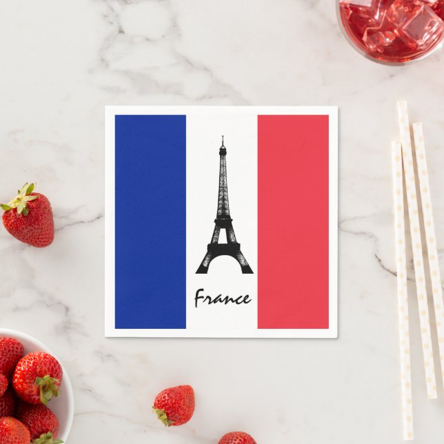 Serviette En Papier Drapeau français & Tour Eiffel - France /fans spor (En situation)