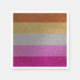 Serviette En Papier Drapeau Gay pride Lesbienne rose + Parties scintil