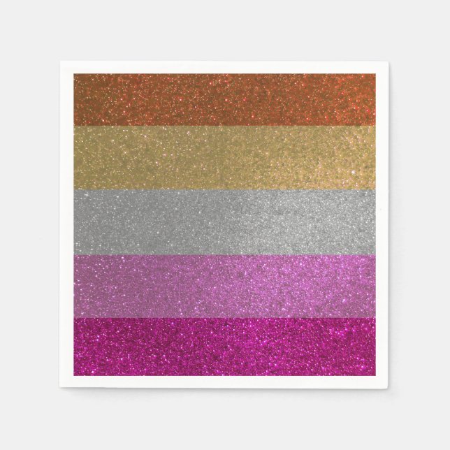 Serviette En Papier Drapeau Gay pride Lesbienne rose + Parties scintil (Devant)