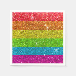 Serviette En Papier Drapeau gay pride Parties scintillant arc-en-ciel 