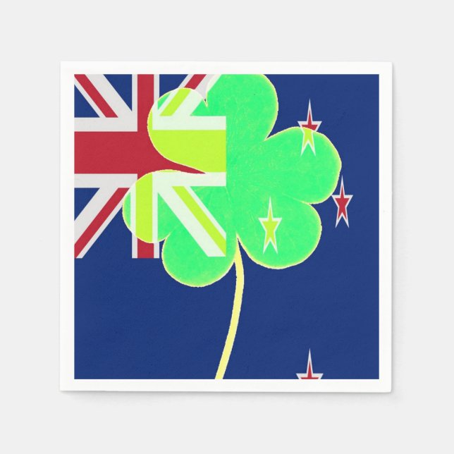 Serviette En Papier Drapeau irlandais Nouvelle-Zélande Shamrock Clover (Devant)