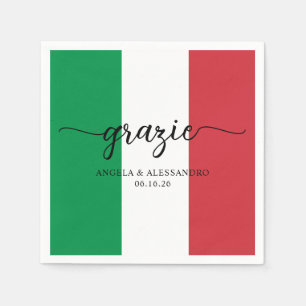 Serviette En Papier Drapeau italien Élégante Calligraphie Grazie