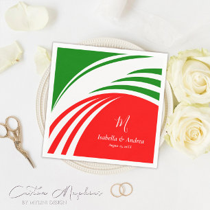 Serviette En Papier Drapeau italien monogramme personnalisé