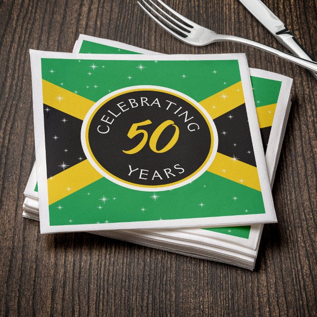 Serviette En Papier Drapeau jamaïcain 50 ans Anniversaire (Jamaica Jamaican Flag 50 Year Birthday Anniversary Napkins
)