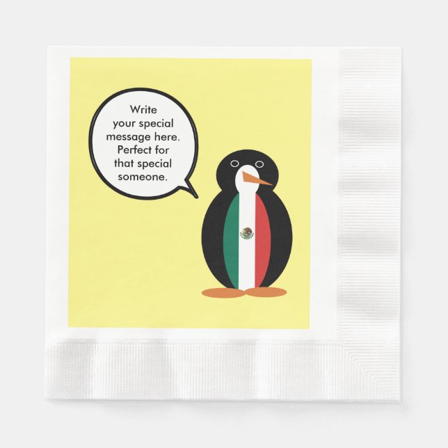 Serviette En Papier Drapeau Mexicain Parlant Mme Penguin Document de P (Devant)