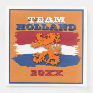 Serviette En Papier Drapeau néerlandais personnalisé Orange Lion Team 