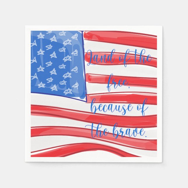 Serviette En Papier Drapeau patriotique américain de la Terre libre (Devant)