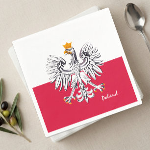 Serviette En Papier Drapeau polonais & Aigle, mode de fête polonaise /