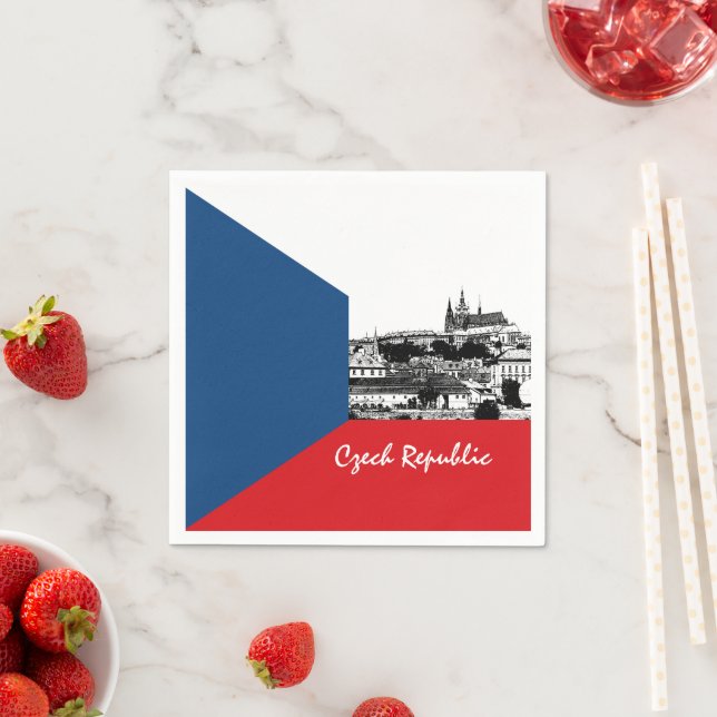 Serviette En Papier Drapeau Prague & Tchèque - Tchéquie historique /sp (En situation)