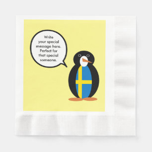 Serviette En Papier Drapeau suédois parlant Ms. Penguin personnalisé 