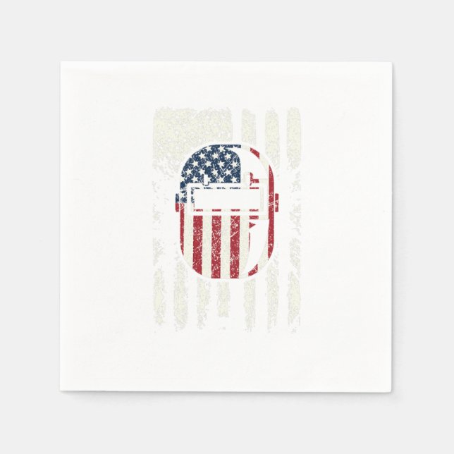 Serviette En Papier Drapeau USA - Casque de soudure américain patrioti (Devant)