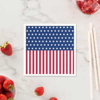 Serviette En Papier Drapeau USA Patriotique Étoiles et Rayures Rouge B