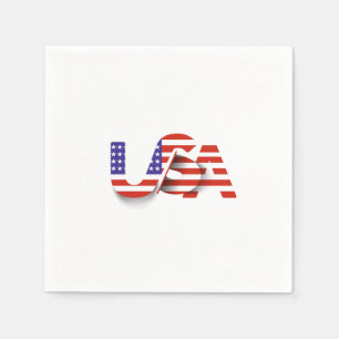 Serviette En Papier Drapeau USA – Typographie patriotique USA