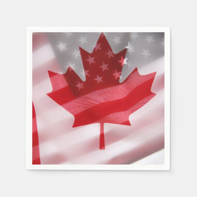 Serviette En Papier Drapeaux américains et canadiens (Devant)