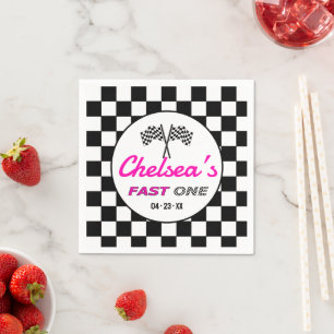 Serviette En Papier Drapeaux de voiture de course rose noir blanc pour