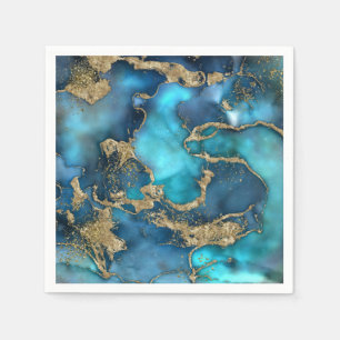 Serviette En Papier DreamBlue Turquoise et Gold