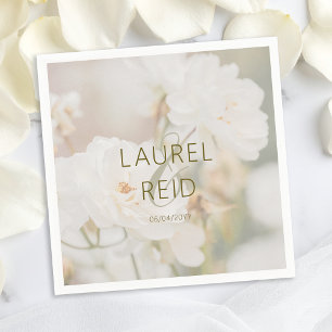 Serviette En Papier Dreamfaded White Rose Photo Mariage Couple Names