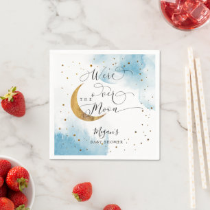 Serviette En Papier Dreamy Blue Gold sur le Baby shower de la lune