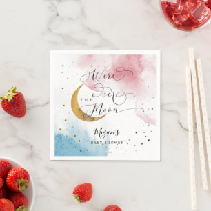 Serviette En Papier Dreamy Blue Rose Gold sur le Baby shower de la lun