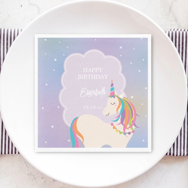 Serviette En Papier Dreamy Magical Rainbow Unicorn Fête d'anniversaire (Créateur téléchargé)