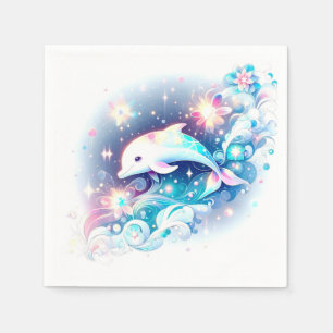 Serviette En Papier Dreamy Modern Dolphin Baby shower