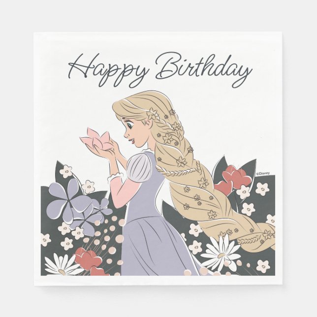 Serviette En Papier Dreamy Rapunzel en fleurs (Devant)