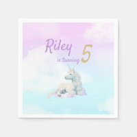 Dreamy Unicorn Girl Anniversaire de fête Napkins