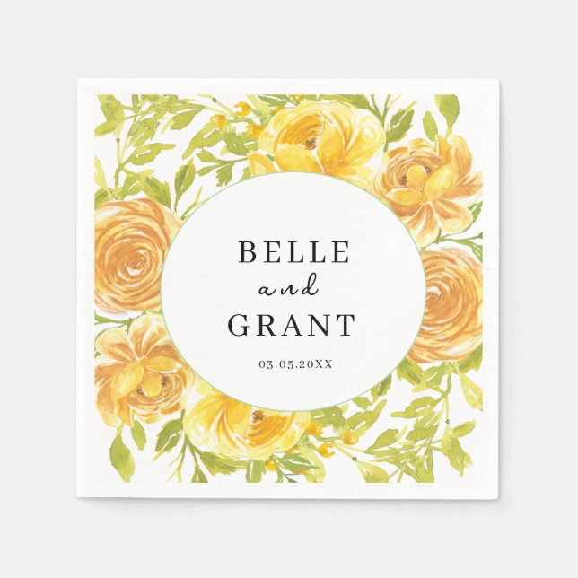 Serviette En Papier Dreamy Yellow Rose Mariage (Devant)