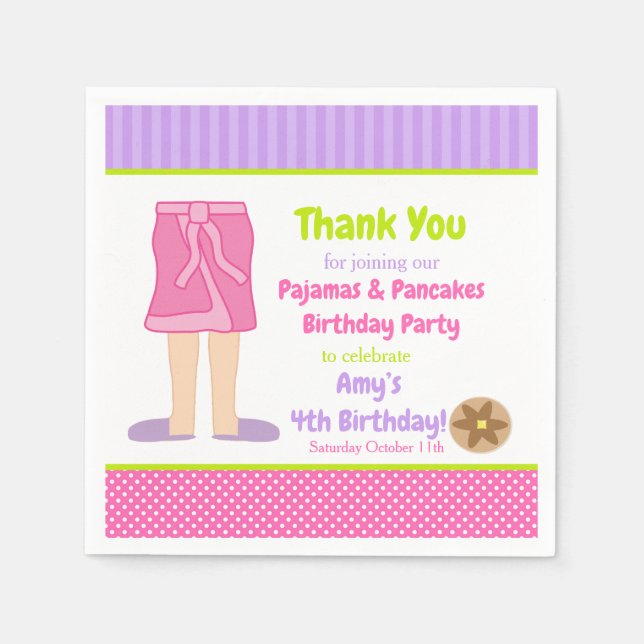 Serviette En Papier Dressing Gown Pajamas et Pancakes Party (Devant)