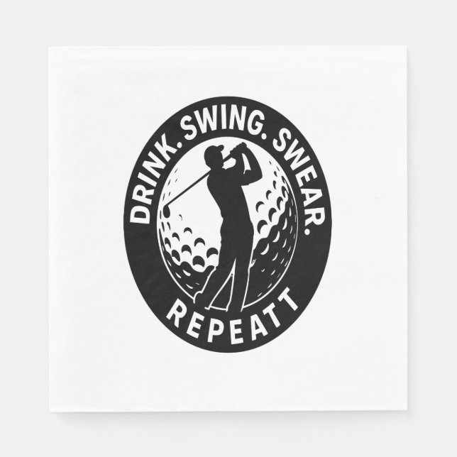 Serviette En Papier Drink Swing Sweat Repeat Golf (Devant)