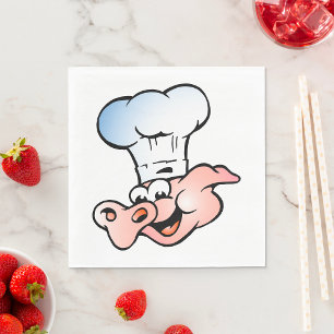 Serviette En Papier Drôle Cartoon Cochon Chef avec Casquette