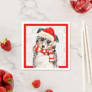 Serviette En Papier Drôle chien de Noël Australian Shepherd Party