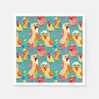 Serviette En Papier Drôle dessin humoristique Poulets Abstraits