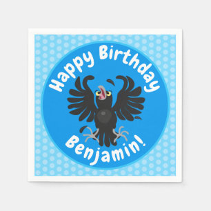 Serviette En Papier Drôle fou corbeau dessin animé de corbeau de corne