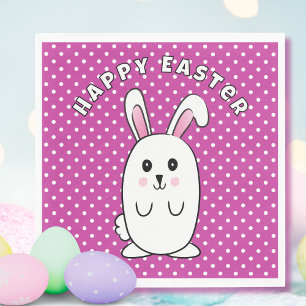 Serviette En Papier Drôle lapin de Pâques Cartoon violet rose blanc mi